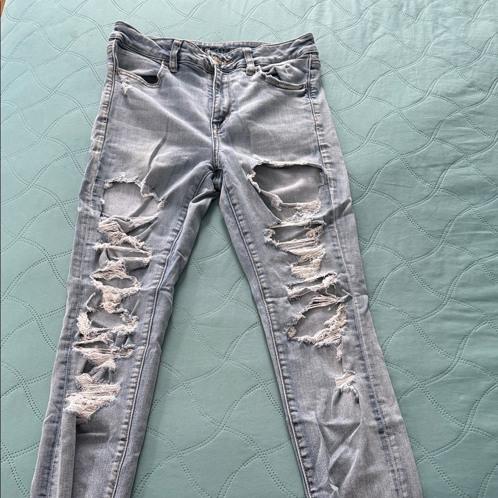 American Eagle Outfitters Ripped Light Blue Skinny Jeans